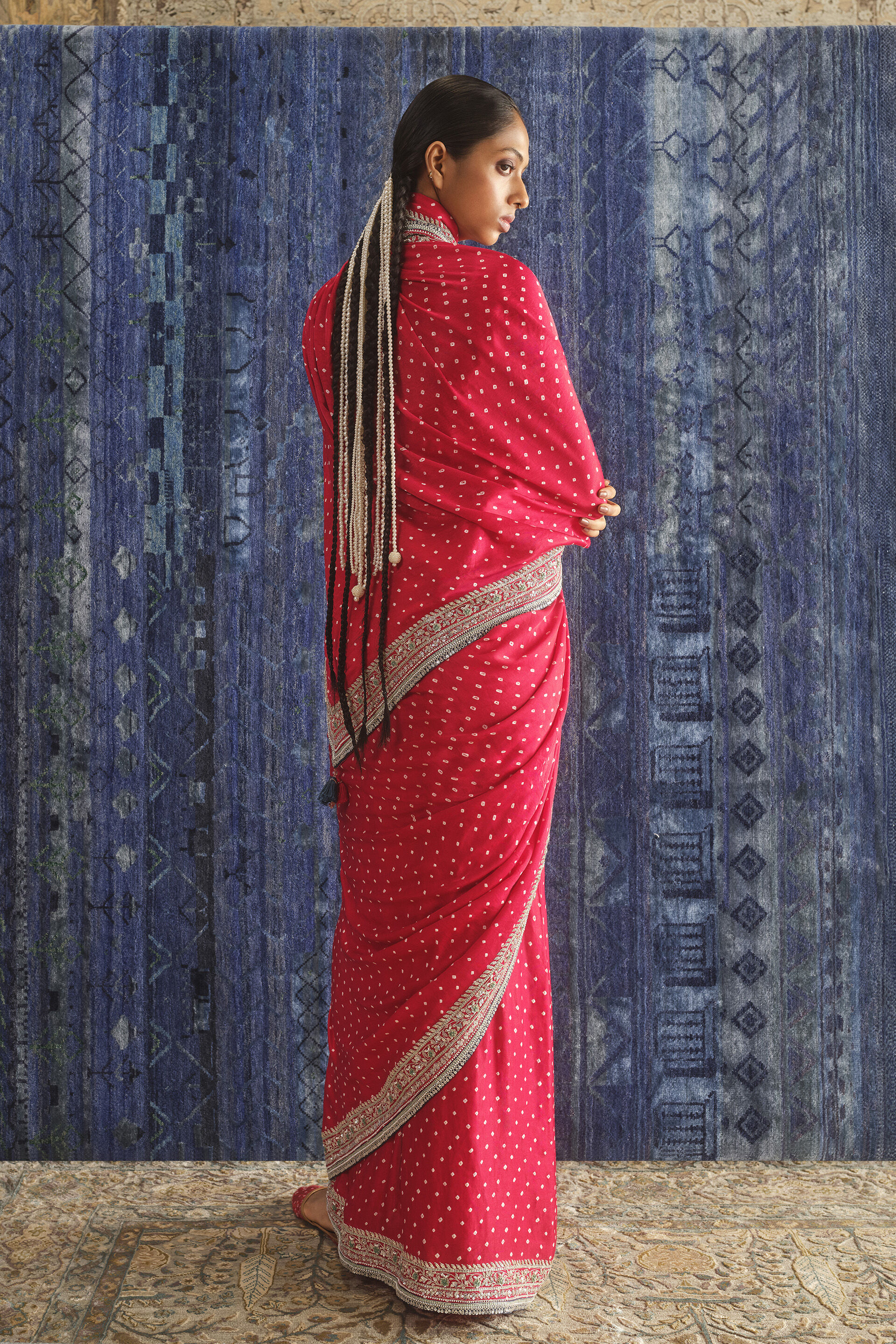 Sulohita Handcrafted Bandhani Silk Saree - Red